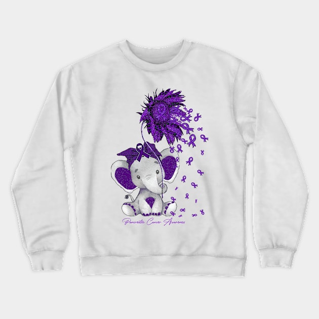 Pancreatic Cancer Awareness Awareness - Elephant Sunflower ribbon hope love Crewneck Sweatshirt by GaryFloyd6868